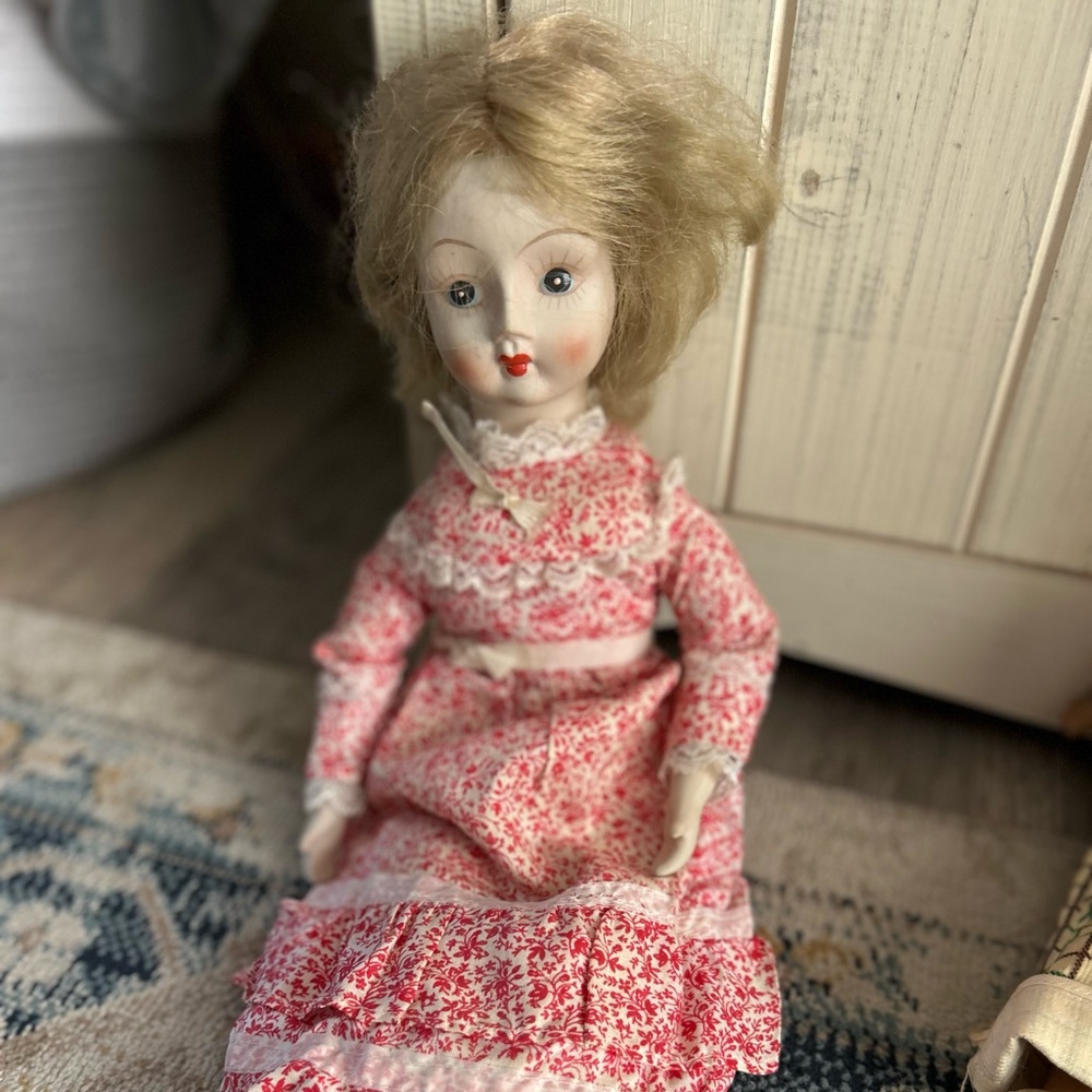 Hand painted Vtg porcelain Doll